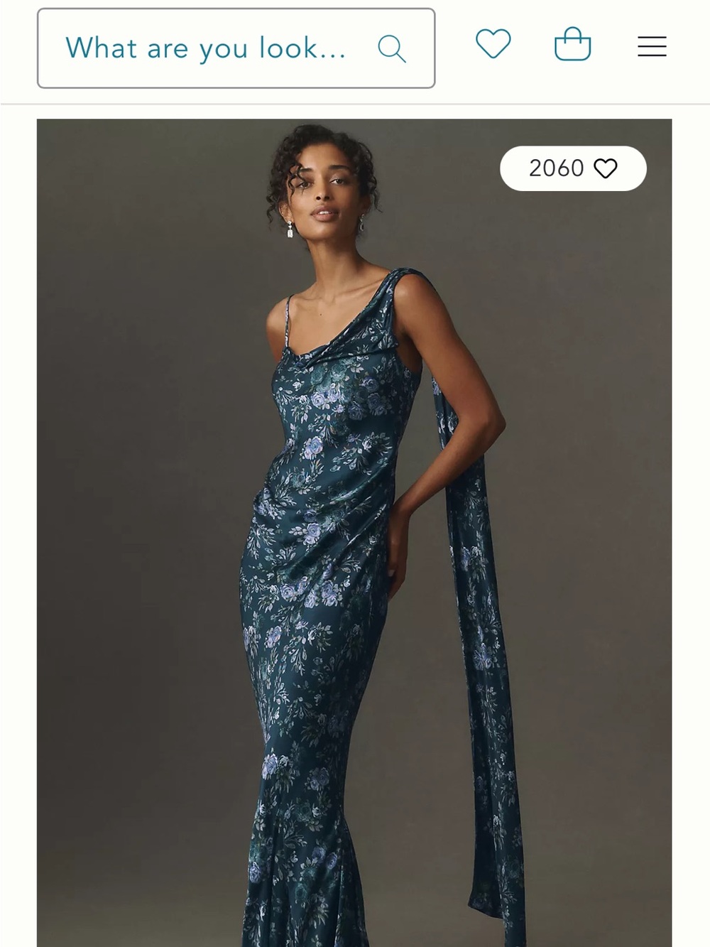 BHLDB Floral Cowl-Neck Evening Gown in Teal (worn once for a black tie event)